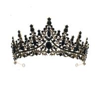 Corona di Cristallo Dainty Queen Crown for Women, Crystal Princess Crown with Comb for Women, Bride Royal Headband Wedding Prom Pageant Party Halloween Cosplay(Golden Black Diamond)