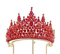 Corona di Cristallo Dainty Queen Crown for Women, Crystal Princess Crown with Comb for Women, Bride Royal Headband Wedding Prom Pageant Party Halloween Cosplay(Red)