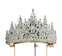 Corona di Cristallo Dainty Queen Crown for Women, Crystal Princess Crown with Comb for Women, Bride Royal Headband Wedding Prom Pageant Party Halloween Cosplay(Silver)