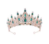 Corona di Cristallo Dainty Queen Crown for Women, Crystal Princess Crown with Comb for Women, Bride Royal Headband Wedding Prom Pageant Party Halloween Cosplay(Golden Green Diamond)