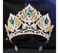 Corona di Cristallo Dainty Queen Crown for Women, Crystal Princess Crown with Comb for Women, Bride Royal Headband Wedding Prom Pageant Party Halloween Cosplay(Yellow diamond)