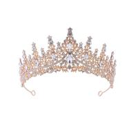 Corona di Cristallo Dainty Queen Crown for Women, Crystal Princess Crown with Comb for Women, Bride Royal Headband Wedding Prom Pageant Party Halloween Cosplay(Golden White Diamond)