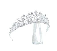 Corona di Cristallo Dainty Queen Crown for Women, Crystal Princess Crown with Comb for Women, Bride Royal Headband Wedding Prom Pageant Party Halloween Cosplay(Silver)