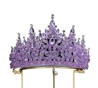 Corona di Cristallo Dainty Queen Crown for Women, Crystal Princess Crown with Comb for Women, Bride Royal Headband Wedding Prom Pageant Party Halloween Cosplay(Purple)