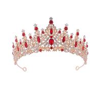 Corona di Cristallo Dainty Queen Crown for Women, Crystal Princess Crown with Comb for Women, Bride Royal Headband Wedding Prom Pageant Party Halloween Cosplay(Golden Red Diamond)