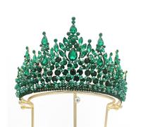 Corona di Cristallo Dainty Queen Crown for Women, Crystal Princess Crown with Comb for Women, Bride Royal Headband Wedding Prom Pageant Party Halloween Cosplay(Green)