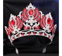 Corona di Cristallo Dainty Queen Crown for Women, Crystal Princess Crown with Comb for Women, Bride Royal Headband Wedding Prom Pageant Party Halloween Cosplay(Big red diamond)