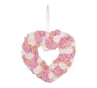 Corona di cuore per San Valentino - Corona a forma di cuore, corona di rose artificiali | Corona di cuore in proposta floreale romantica, ghirlanda d'amore decorativa, ornamento da parete