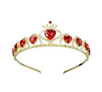 Corona di cuore rosso Donne di cristallo corona nuziale Rosso strass tiara fascia per capelli Corona di Rapunzel Principessa Regina Accessori per capelli per compleanno Prom Bridal Hen Party