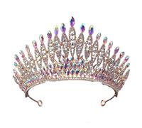 Corona Di Diadema Cristallo Multicolore Lusso For Le Donne Moda Nuziale Accessori For Capelli Con Strass Regina Da Sposa Fasce Occasioni Versatili(Gold AB)