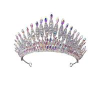 Corona Di Diadema Cristallo Multicolore Lusso For Le Donne Moda Nuziale Accessori For Capelli Con Strass Regina Da Sposa Fasce Occasioni Versatili(Silver AB)