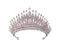 Corona Di Diadema Cristallo Multicolore Lusso For Le Donne Moda Nuziale Accessori For Capelli Con Strass Regina Da Sposa Fasce Occasioni Versatili(Rose gold white)
