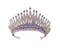 Corona Di Diadema Di Cristallo Multicolore Di Lusso For Le Donne Moda Nuziale Accessori For Capelli Con Strass Regina Da Sposa Fasce Delicato Confortevole(Gold purple)