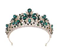 Corona Di Diadema Fiori Dolce E Carino Lusso For Le Donne Festa Nozze Accessori For Capelli Con Cristallo Da Sposa Elegante Occasioni Versatili(Green gold)