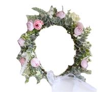 Corona di Fiore Ghirlanda di camelie for bambine, copricapo floreale for feste nuziali(PINK)