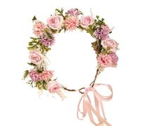 Corona di Fiore Ghirlanda di fiori da sposa, 1 pezzo, foresta immortale e bellissima, copricapo simulazione, cerchietto for capelli intrecciato a mano(Pink)