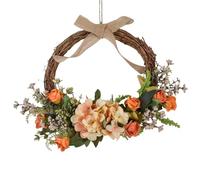 Corona di fiori artificiali, facile da indossare Garland Rattan | Corona esterna per porta d'ingresso, decorazione della finestra, decorazione della parete, matrimonio e decorazione di Pasqua