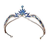 Corona di fiori di cristallo blu for donne e ragazze, elegante accessorio for capelli da sposa e da sposa(Blue)