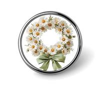 Corona di fiori margherita con fiocco verde fiocco spilla rotonda per uomo donna moda distintivo collare pin vestito giacca zaino accessori