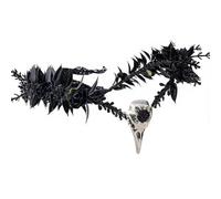 Corona di fiori nera fatta a mano - Gothic Cranio regolabile tiara strega fascia con fata scura copricapo con strass per mago Halloween cosplay carnevale matrimonio cosplay carnevale