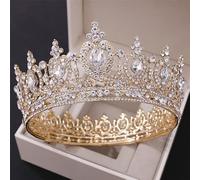 Corona di Gioielli per Capelli per Donne Vintage Regina Re e corone Donne Spettacolo Prom Diadema Ornamenti per Capelli Accessori per Gioielli per Capelli da Sposa, Xc113red