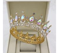 Corona di Gioielli per Capelli per Donne Vintage Regina Re e corone Uomini/Donne Spettacolo Prom Diadema Ornamenti per Capelli Accessori per Gioielli per Capelli da Sposa, Argento-Blu