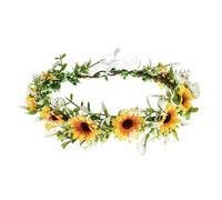 Corona di girasole Fasce per capelli da sposa margherita fiore foglia corona accessori per capelli fiore copricapo regolabile tiara ghirlanda fasce per capelli per feste di nozze primaverili puntelli