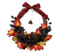 Corona di Halloween per la porta d'ingresso, ghirlanda festiva per , ghirlanda decorativa per interni, 40 cm, con foglie d'acero e bacche per finestra , mensola cucina Halloween e inverno