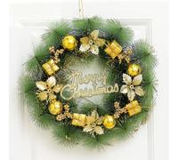 Corona di Natale con Acicole, Renne, Palle e Fiori Ghirlande Decorazione Natalizia per Porte e Muri Interni ed Esterni, Famiglie e Vetrine di Negozi(Modello H,35 cm)