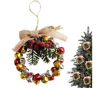 Corona Di Natale Con Campanelli,Decorazione Ornamentale Con Pine E Fiocchi, Corona Decorativa Per Parete - Per Interni Esterni Parete Portico Finestra Cappotto Cucina