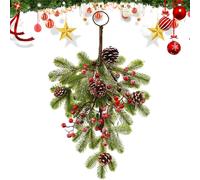 Corona Di Natale Da Interno | Corona A Goccia Con Bacche E Pigne Decorativa - Ghirlanda Per Porta d'Ingresso,Per Esterno Interno Mensola Portico Finestra Porta Tavolo Festa Matrimonio