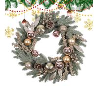 Corona di Natale,Decorazione Con Pigne Realistiche Da 50 Cm - Corona - per Natale Festività Interno Mensola Portico Finestra Porta Tavolo Festa Matrimonio Inverno Cucina