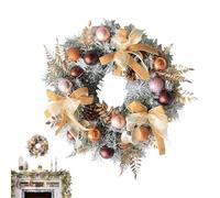 Corona di Natale - Decorazione per vacanze artificiali con palline, coni di pino e decorazioni festive per ingresso, veranda, esterni, parete, finestra, mensola del camino, pensile delle porte e