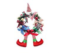 Corona di Natale della porta anteriore, cartone animato felice corona di Natale, decorazione di nuovo anno, corona appesa della parete della casa per la finestra interna all'aperto