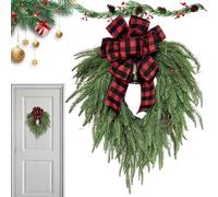 Corona di Natale - Ghirlanda tradizionale e nera con campana e corona di porta in pino artificiale, decorazione interna esterna per ingresso, parete, finestra, atmosfera 40 x 60 cm