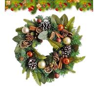 Corona Di Natale - Grande Decorazione Verde Artificiale - Ghirlanda Natalizia Per Porta D'Ingresso Con Pigne,Per Parete Finestra Interno Camera Da Letto Soggiorno Giardino Cortile