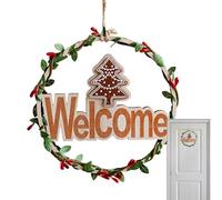 Corona di Natale per esterni, corona per porta di Natale, gancio per porta di Natale, lettere in legno, decorazione per porta di Natale, corona di fiori per porta, pannello porta di bienven