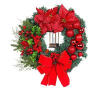 Corona Di Natale Per La Porta Con Luci - Corona Con Pigne E Fiocco,Decorazione Per Le Feste - Per Portico Cucina Armadio Cascina Mensola Porta Anteriore Parete Finestra Casa