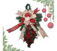 Corona Di Natale Per La Porta - Decorazione Artificiale Con Bacche Rosse E - 60 Cm Corona Di Natale Artificiale Albero Versato | Per Scala Tavolo Camera Da Maestro Portico Armadio