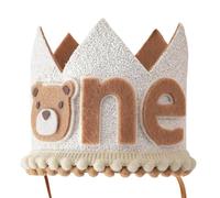 Corona di orso per il primo compleanno, cappello da festa per il primo compleanno, cappello da orso con corona scintillante per bambini piccoli per il primo compleanno, ornamento, oggetti di scena per