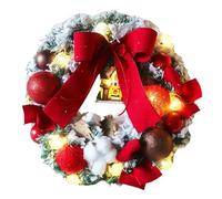 Corona di palla di Natale, corona di neve di Natale, corona artificiale per porta d'ingresso con luci, palla di Natale, corona festiva squisita e realistica, decorazione per le vacanze per la camera