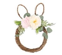 Corona di Pasqua Coniglio Arredamento Home con Fiori a Forma di Coniglio | Corona porta Pasqua per esterno per porta d'ingresso esterno interno soggiorno camera da letto stagione primavera evento