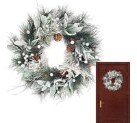 Corona di porta di Natale, corona di Natale d'inverno - corona di neve artificiale floccata, decorazioni per porte d'ingresso, decorazione per appendiabiti rustica da 45 cm