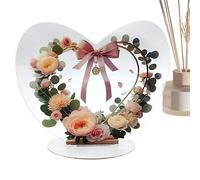 Corona di San Valentino, Corona di Cuore a Forma di Cuore,Piastre a Forma di Cuore Decorative - Ornamenti da Ufficio con Decorazione da Tavolo Floreale Realistico Base per Matrimonio