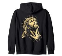 Corona di Spine Sguardo Sacro Incisione Arte Fede Cristiana Felpa con Cappuccio