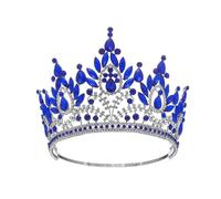 Corona Di Strass Spettacolo Corone Alte Cristallo Regola La Fascia Di Contorno Miss Big Tiara Delicato Confortevole(Blue)