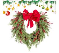 Corona d'inverno, Corona di pino - Finta Corona Rustica con Arco - Centri tavola di Natale da appendere, corone di pino artificiali con Pine e Bacche Rosse per Casa, Caffè