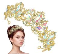 Corona d'oro, cornica di rinestone regina tiara in lega per principessa corona fascia, per la festa del ballo di compleanno per le donne accessori per capelli regali principessa