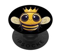 Corona d'oro su questa adorabile grafica a forma di ape PopSockets PopGrip Adesivo