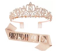 Corona e Fusciacca di Compleanno per Donna Fascia da Regina del Compleanno e Diadema di Strass Set di Diademi e Fusciacche per Ragazze Decorazioni per Capelli Accessori Scintillanti per Festa